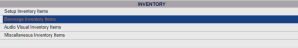 Inventory section of the Sales and Catering Configuration menu with Beverage  inventory Items command selected